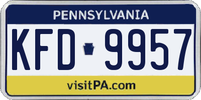 PA license plate KFD9957
