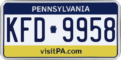 PA license plate KFD9958