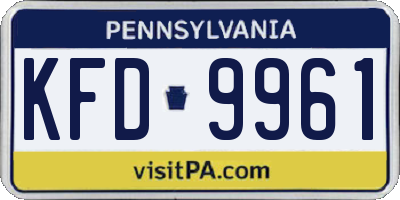 PA license plate KFD9961
