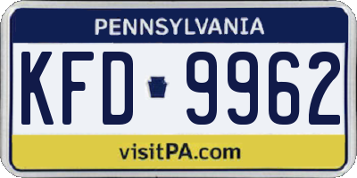 PA license plate KFD9962