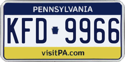 PA license plate KFD9966