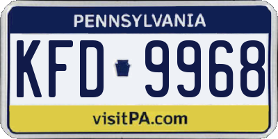 PA license plate KFD9968
