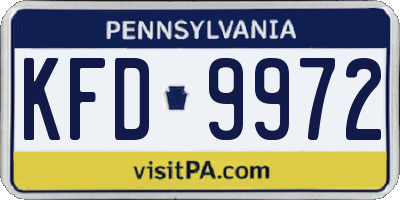 PA license plate KFD9972