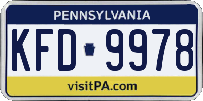 PA license plate KFD9978