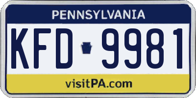 PA license plate KFD9981