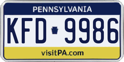 PA license plate KFD9986