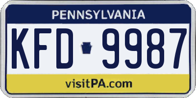PA license plate KFD9987