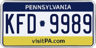 PA license plate KFD9989