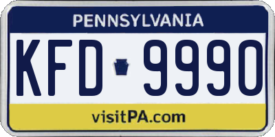 PA license plate KFD9990