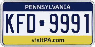 PA license plate KFD9991
