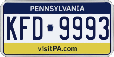 PA license plate KFD9993