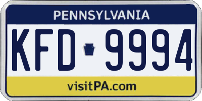 PA license plate KFD9994
