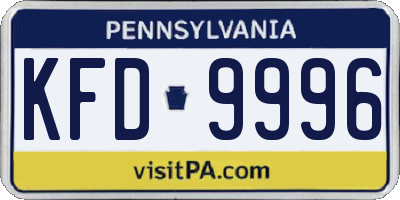 PA license plate KFD9996