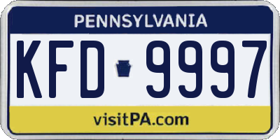 PA license plate KFD9997
