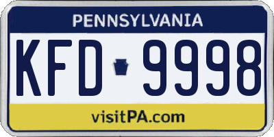 PA license plate KFD9998