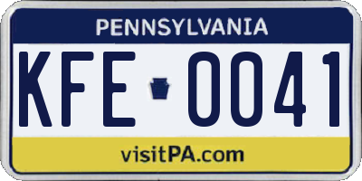 PA license plate KFE0041