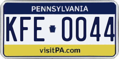 PA license plate KFE0044