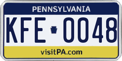 PA license plate KFE0048