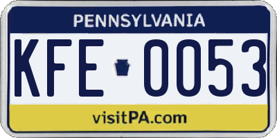 PA license plate KFE0053