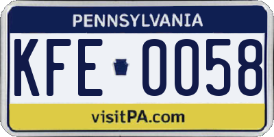 PA license plate KFE0058