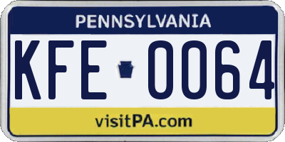 PA license plate KFE0064