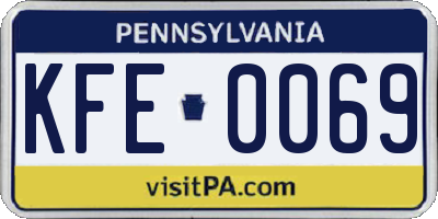 PA license plate KFE0069