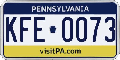 PA license plate KFE0073