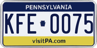 PA license plate KFE0075