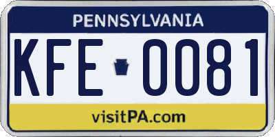PA license plate KFE0081
