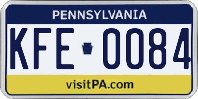 PA license plate KFE0084