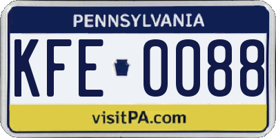 PA license plate KFE0088