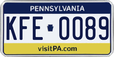 PA license plate KFE0089