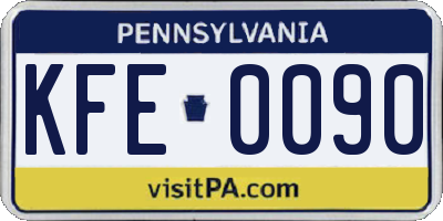 PA license plate KFE0090