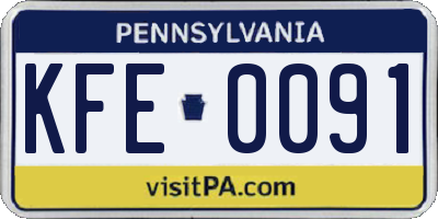 PA license plate KFE0091