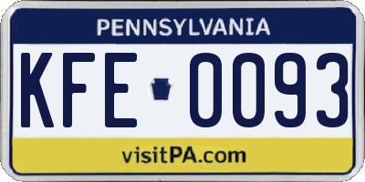 PA license plate KFE0093