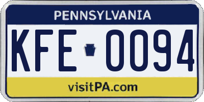 PA license plate KFE0094