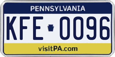 PA license plate KFE0096