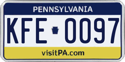 PA license plate KFE0097