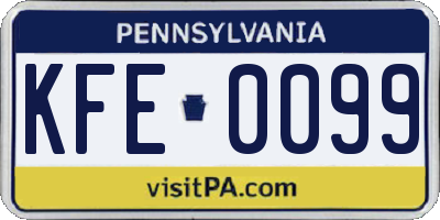 PA license plate KFE0099