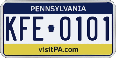 PA license plate KFE0101