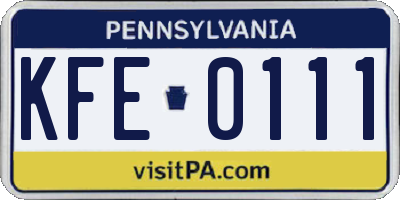 PA license plate KFE0111