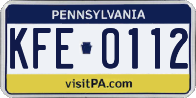 PA license plate KFE0112