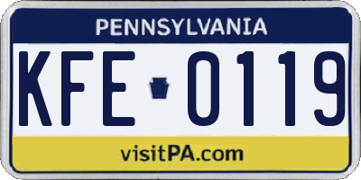 PA license plate KFE0119