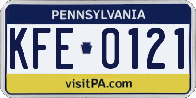 PA license plate KFE0121