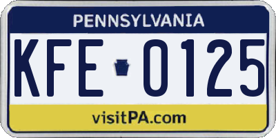 PA license plate KFE0125