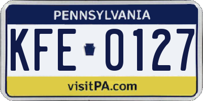 PA license plate KFE0127