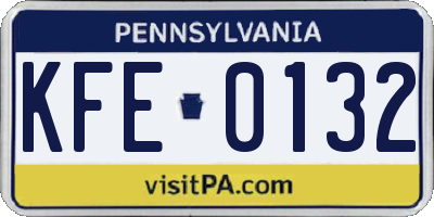PA license plate KFE0132