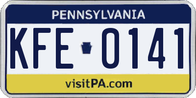 PA license plate KFE0141