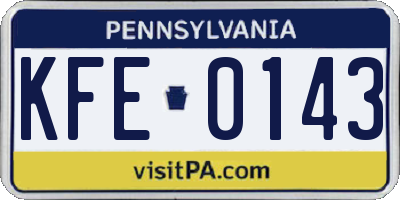 PA license plate KFE0143