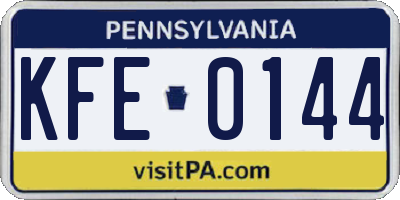 PA license plate KFE0144